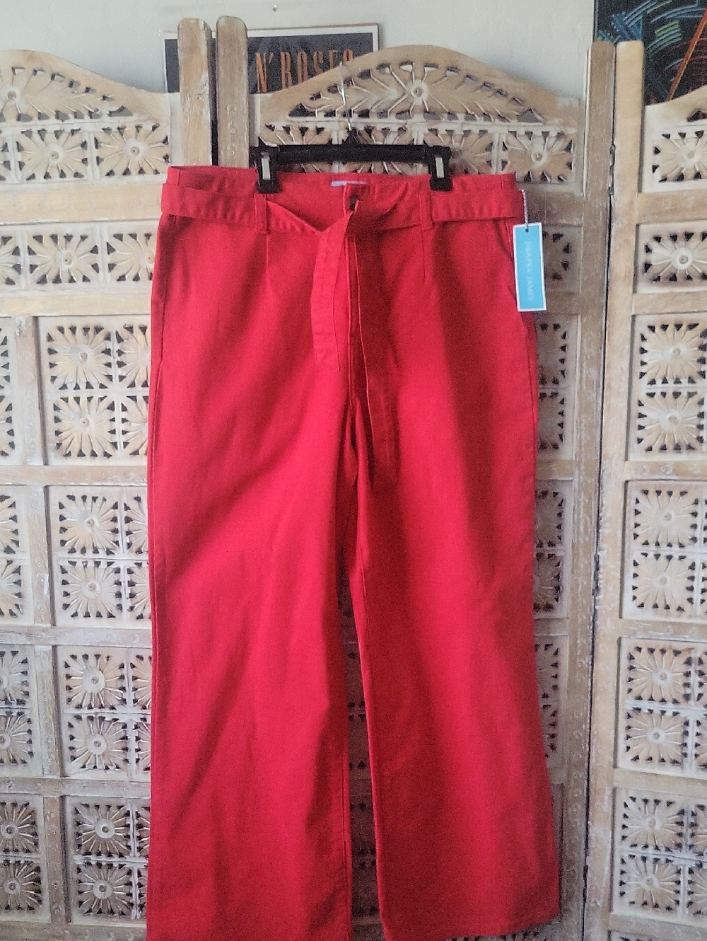 Draper James Red Belted Wide Leg Trouser Pants 14
